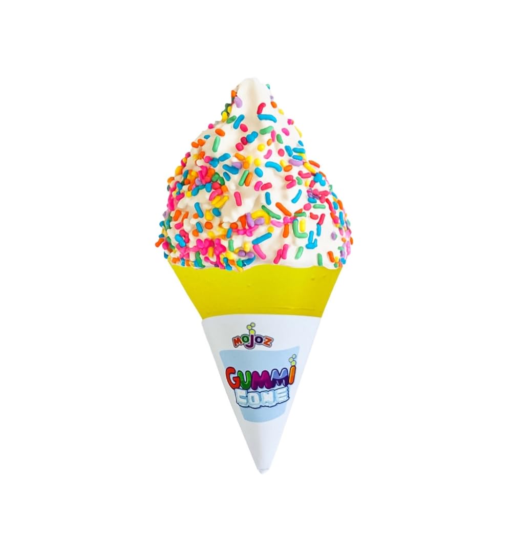 Mojoz Gummi Cone, Strawberry Flavor Candy Ice Cream Cones and Sleeves, 40 per Case
