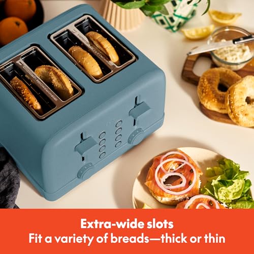 Image of bella 4 Slice Toaster, 6 Setting Shade Control with Reheat & Cancel Buttons, Removable Crumb Tray, Anti Jam & Auto Shutoff, 900 Watt, Surf