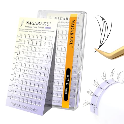 NAGARAKU Premade Anime Fairy Fans Lashes 0.07 D Curl 9mm Mix Spikes