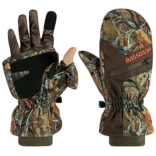 BASSDASH Men’s Insulated Mittens Winter Camo...