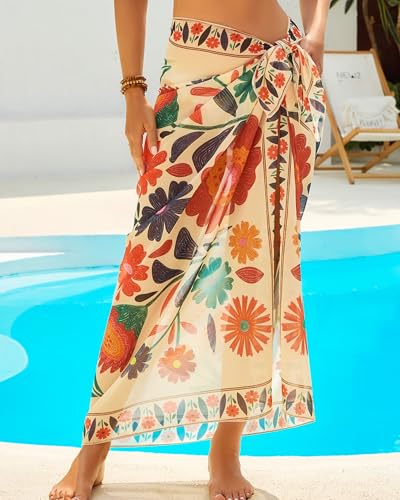 Image of Eicolorte Womens Beach Cover Up Chiffon Sheer Bikini Beach Swimsuit Coverup Sarong Pareo Wraps for Women