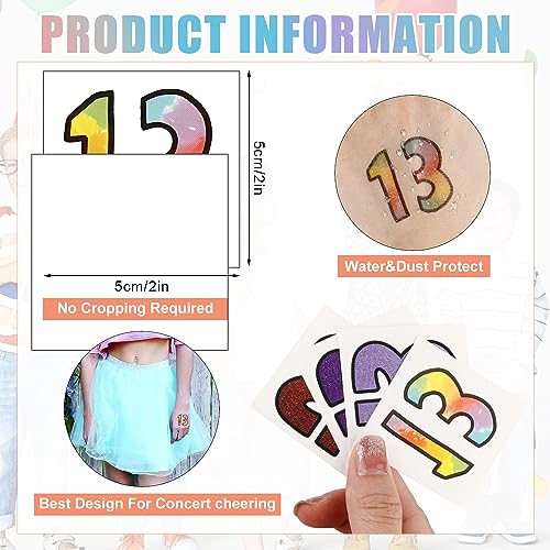 36pcs Number 13 Tattoos for Temporary Waterproof 13 Temporary Tattoos Singer TS 13 Tattoo Sticker Inspired Party Favors for Singer Fans Concert Music Festival - Image 2