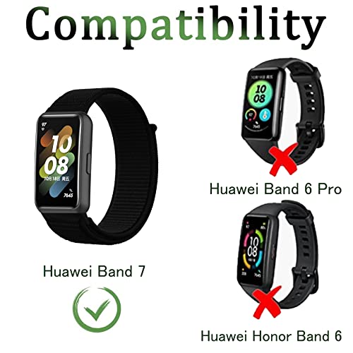 Keecuty Nylon Watch Band, 2 Pieces, Compatible with Huawei Band 7, Adjustable Velcro Replacement Strap, Sport Loop, Soft - Image 2