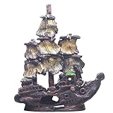 Saim Large Shipwreck Aquarium Decoration, Realistic Sunken Shipwreck, Brown Resin, Pirate Ship Theme, Tabletop Ornaments