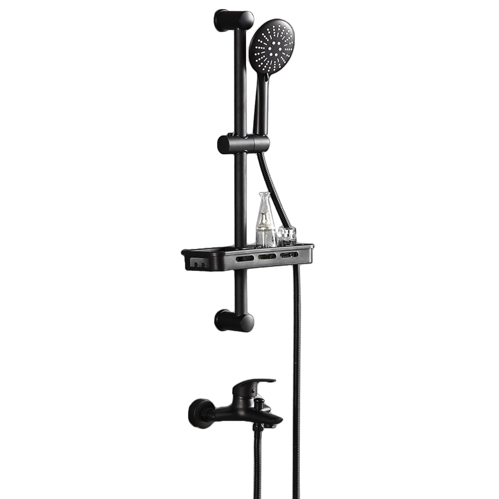 AYCDL Shower Head, High Pressure Rainfall Shower Head/Handheld Combo with 60inch Hose Adjustable Anti-leak Shower Head with Holder, Matte Black,size_name-A