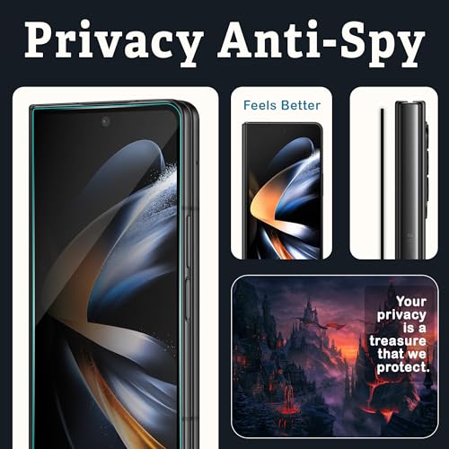Image of ArmourPro Privacy Tempered Glass for Samsung Galaxy Z Fold 4 - Anti-Spy Anti Peeping Screen Protector, 9H Hardness, Edge-to-Edge Coverage, Ultra Thin, Bubble-Free Installation Kit | Black