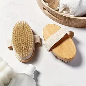 1 escova esfoliante corporal, cerdas naturais macias e rígidas, escova de massagem corporal, perfeita para experiência de spa em casa