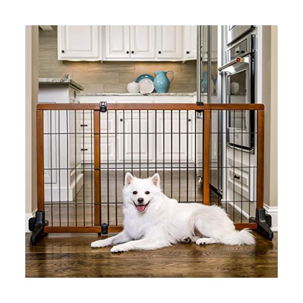 Carlson Extra Tall 70Inch Wide Adjustable Freestanding Pet Gate, Premium Wood (2870 DS