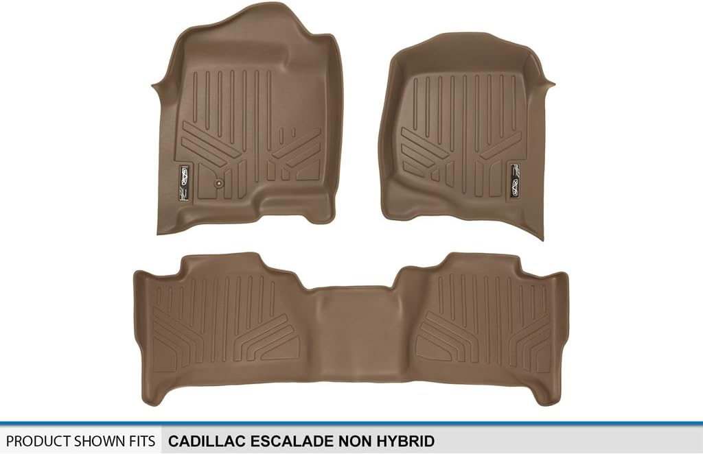 SMARTLINER Custom Fit Floor Mats 2 Row Liner Set for 2007-2014 Cadillac Escalade