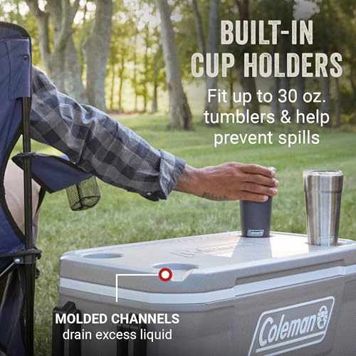 Image of Coleman Classic Series Insulated Portable Rolling Cooler with Wheels, Leak-Resistant Outdoor Hard Cooler Keeps Ice up to 5 Days, 62-Quart