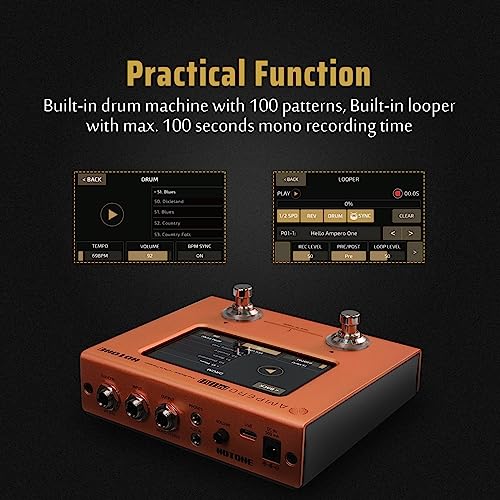 Image of Hotone Ampero Mini MP-50 OR Guitar Bass Amp Modeling IR Cabinets Simulation Multi Language Multi-Effects with Expression Pedal Stereo OTG USB Audio Interface (ORANGE)