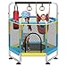 Trampolin Kinder, 150cm Kinder Trampolin Outdoor/Indoor, 200 kg mit Sicherheitsnetz, verbesserte Ringbeine mit Verstellbarer Turnstange, Geschenke für im Alter von 1 bis 8 Jahren Blau