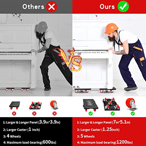 Upgraded Furniture Dolly, Furniture Movers With 5 Wheels, Heavy Duty Furniture Lifter Tool, 1200 Lbs Load Capacity, Furniture Lifters For Heavy Furniture Refrigerator Sofa Cabinet #TOP5