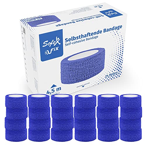 Sofex Fix Bande Cohésive Bandage Autoadhésif Cohésifs Sports Bande Auto-adhésif Elastiques Bandage Médical Bande Adhésifs Pansements Adhésifs pour Doigt Mains Pieds Poignets (2,5cm, Bleu) Cover