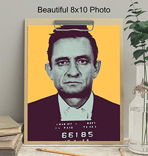 Johnny Cash Folsom Prison Mugshot Poster - 8X10 Andy Warhol Pop Art Wall Art Sign - Cool Unique Modern Home Decor For Living Room, Bedroom, Office - Gift For Country Music, Nashville Fans, Men, Women #TOP2