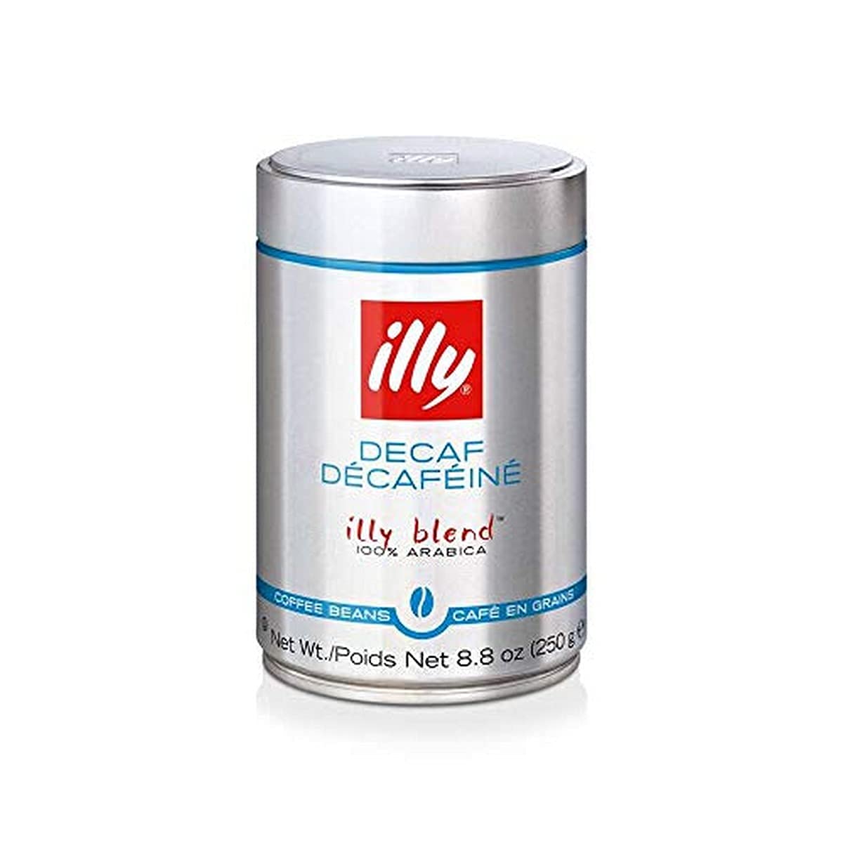 illy Italian Whole Bean Decaffeinated Coffee, One Can, 8.8-ounces