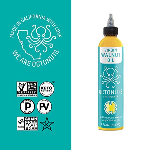 Octonuts California Cold Pressed Virgin Almond & Walnut Oil, 8 Ounce - 2 Pack - Variety Pack, Keto, Paleo Friendly, Plant Based