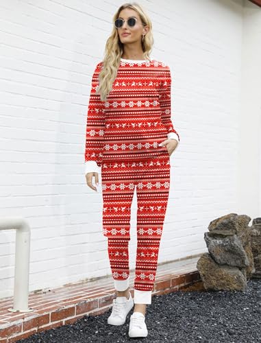 Image of Bofell Lounge Sets for Women 2 Piece Fall Outfits 2023 Fashion Trending Now Sweatsuits Tracksuits with Pockets Loose Fit