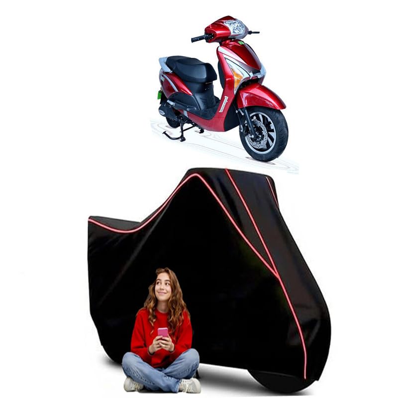 Image of Aftek Eone Scooty Bike Cover Water Resistant Outdoor Use Universal Fit Scooters Motorcycles Heavy Duty UV Protection Dust Rain Scratch Resistant Elastic Bottom Black Blue Piping