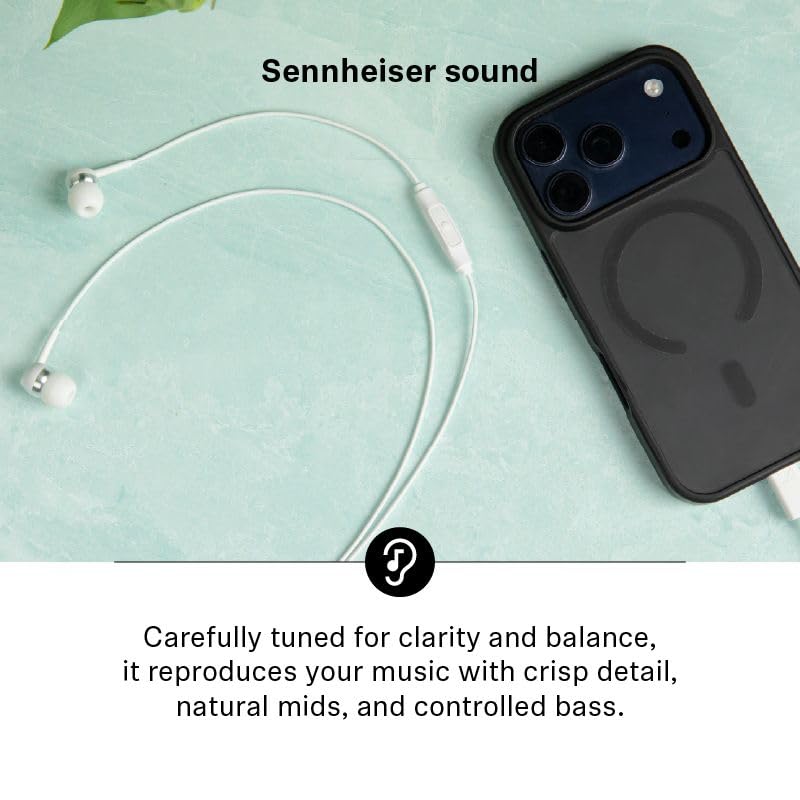Image of Sennheiser CX 80U Wired in-Ear Earphones with in-Line Microphone, One Button Smart Control, Lightweight Design, USB Type-C, 3 Ear Tip Sizes, 1Y Warranty, Voice Control, White