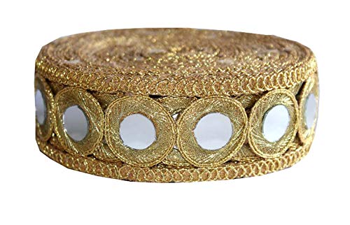 Mirror Work Border by 9 Yard - Black Mirror Work Gota Patti Lace,Glass Beads,Stone Work Bollywood Sari,Wedding Saree Border Embroidered Ribbons Indian Trim Embellishmets