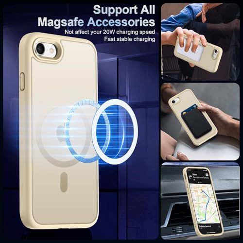 Image of MOCCA Strong Magnetic for iPhone SE Case 2022 /iPhone SE 2020 Case /iPhone 7 Case /iPhone 8 Case [Compatible with Magsafe] Slim Thin Translucent Matte Protective Cover Phone Case 4.7'', Light Gold