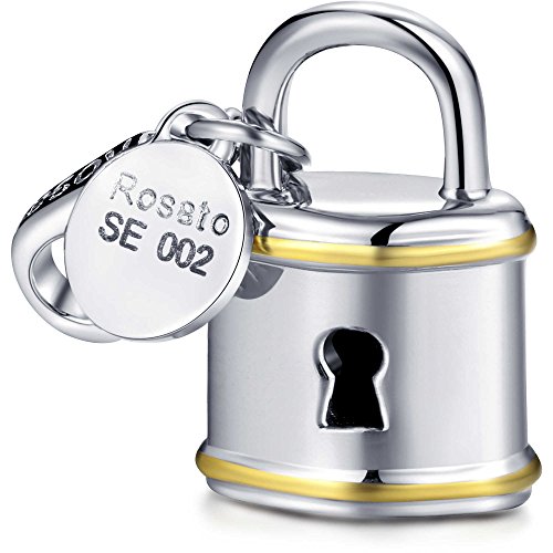 Candado SE002 Rosato charm de plata de ley con acabado premium en oro de 18 quilates
