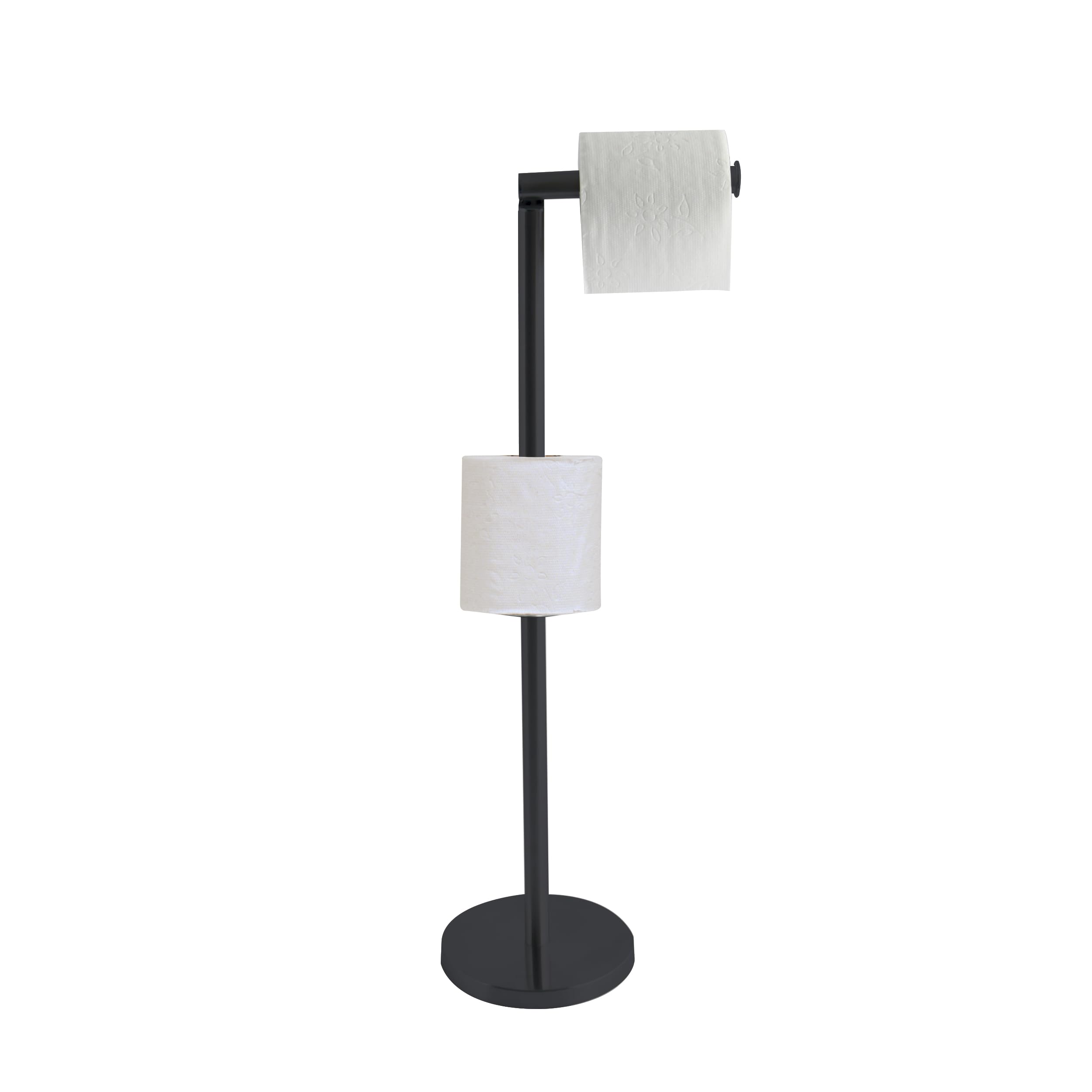 MSV - Portarotolo da Terra - Finitura Nero Opaco - 15 x 60 x 15 cm - Design Moderno - Facile Installazione - Elegante Accessorio da Bagno