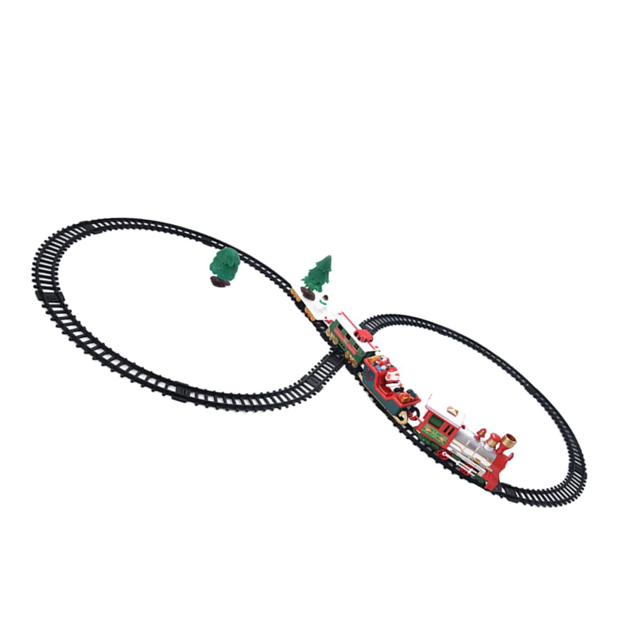 Tren de Juguete Navideño Eléctrico con Vías Diseño Pequeño Batería Adorno Creativo para Decoración de Navidad Adecuado Ambiente Festivo