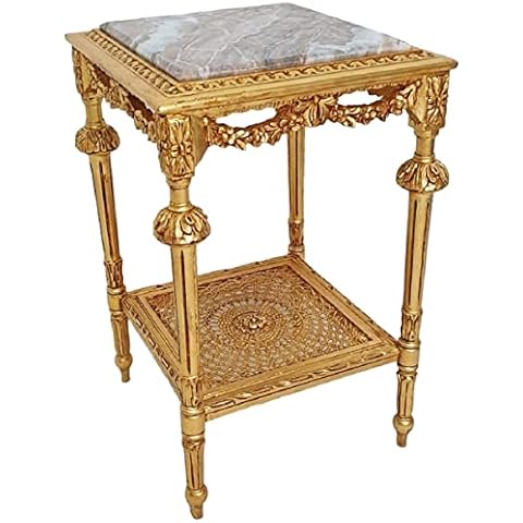 Casa Padrino baroque side table gold/gray - Magnificent antique style solid wood table with marble top - Living room furniture in baroque style - Baroque furniture Cover
