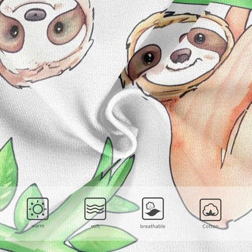 Cotton Toddler Underwear Floral Cute Sloths Green Branches Leaves Cute Panties Girl Cartoon Kids Briefs Undies 2t3