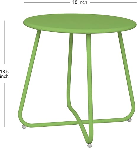 Miniatura 2 de Babion Mesa Auxiliar Verde para Exteriores, Pequeña Mesa Redonda de Acento para Patio y Jardín, Interior y Exterior