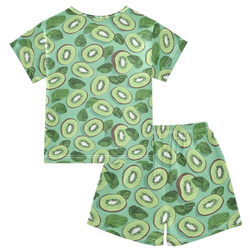 ALAZA Leaves Kiwi Fruit Pajamas Short Sleeve 2 Piece Sleepwear Top and Bottom Pajama Set Unisex2