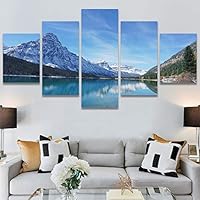 SIGNWIN 5 Panel Canvas Wall Art Winter Lake for Home Decorations Ready to Hang - 60