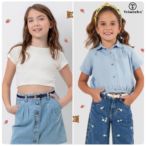 4 Pack Girls Skinny Leather Belts for Jeans Dress Thin Waist Belts for Girl with Gold Buckle3