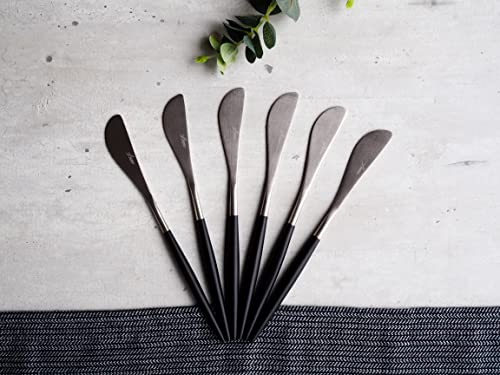 Lusso Elegante Buttermesser 6er Set, Silber Schwarz