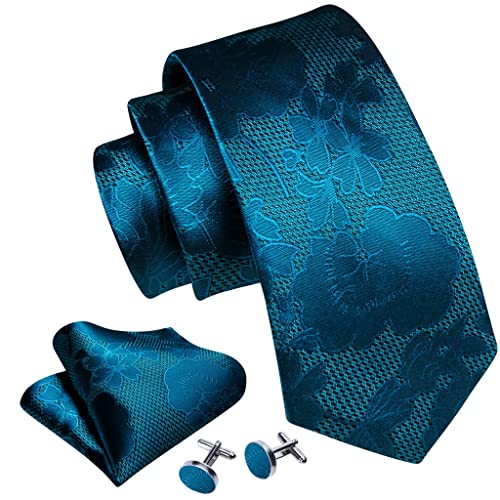 Corbata para hombre verde azulado con estampado floral