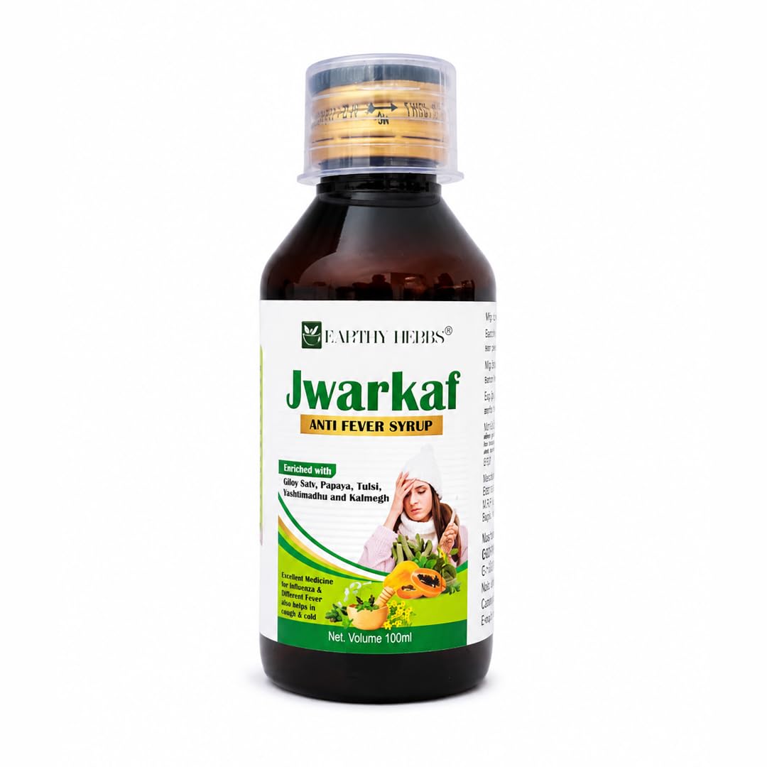 Jwarkaf Anti Fever Syrup, with Giloy Satv, Papaya, Tulsi, Yashtimadhu & Kalmegh, Boosts Immunity, 100ml-image-45