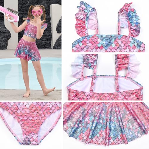 Image of CHILDRENSTAR Girls Tankini Swimsuit with Skirt 3 Pieces Bikini Bathing Suit
