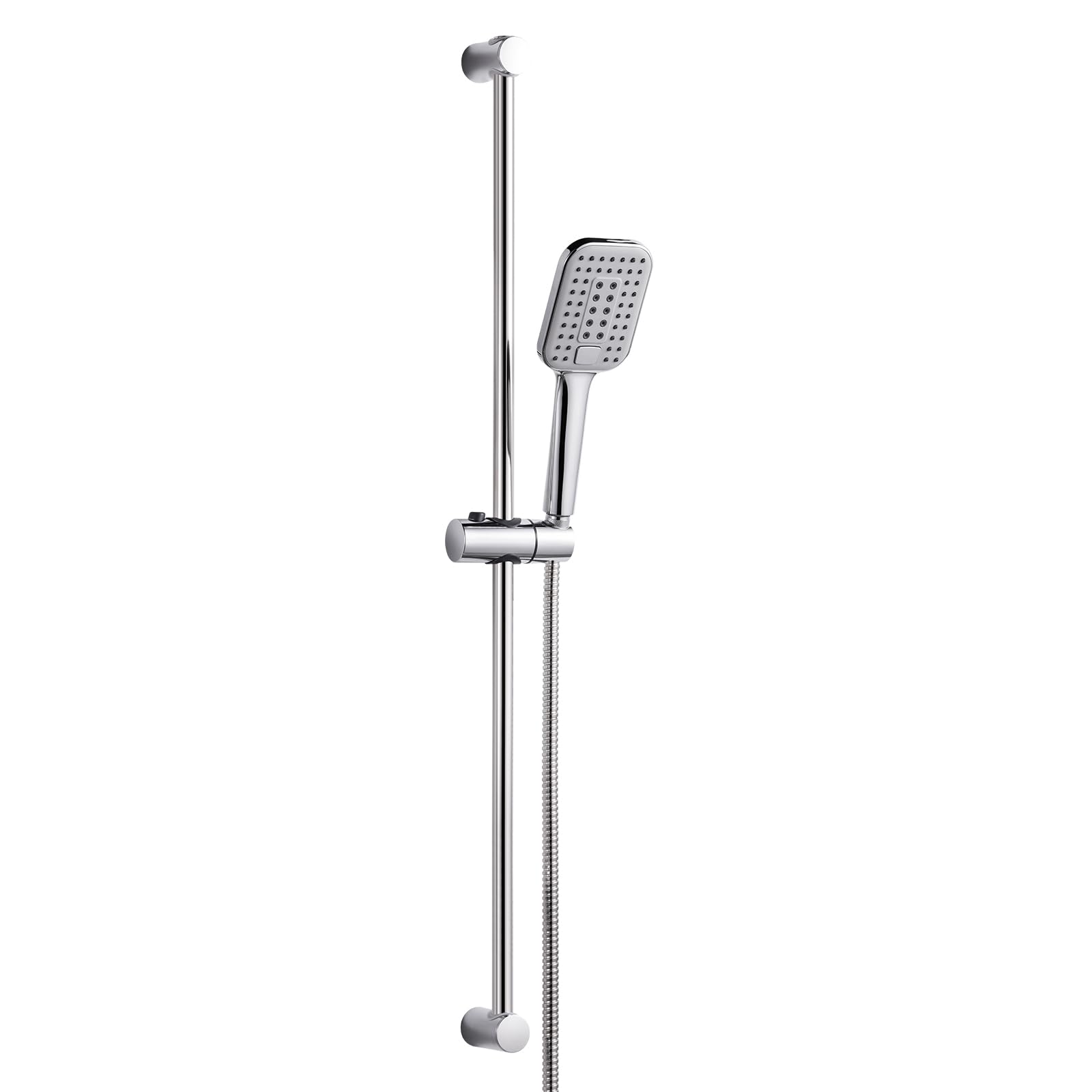 OFFO Conjunto Soporte Ducha, Barra de Ducha de 90 cm de Acero Inoxidable con Manguera de 1.6 m, Alcachofa de Mano (3 Modos, 120 mm), Duchas de Baño Columna Ducha sin Grifo, Cromo