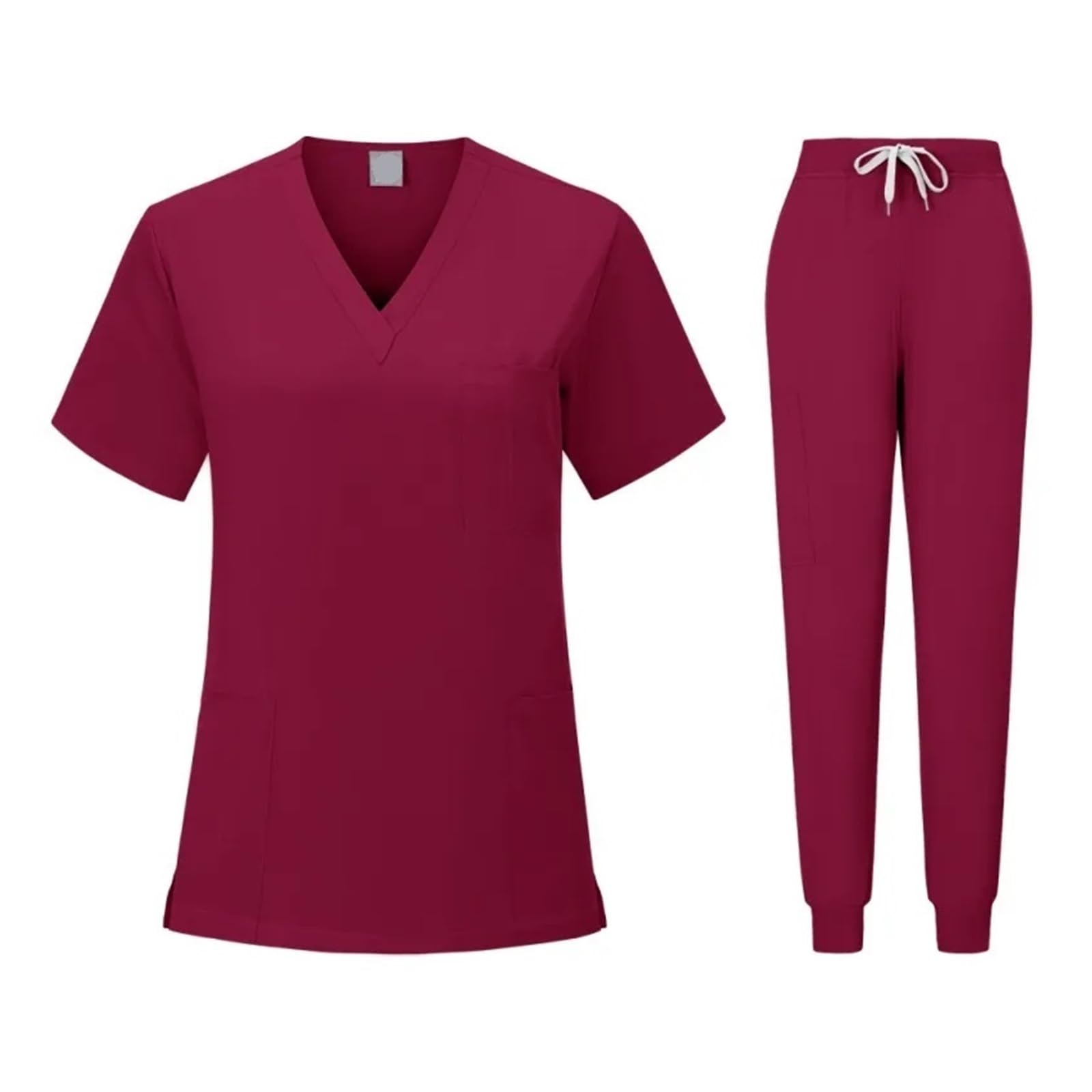 Medizinische Arbeitskleidung Damen Krankenschwester Uniformen Frau Kurzarm V-ausschnitt Top Scrubs Jogger Hosen Scrubs Set Frauen Sommer Casual Uniformes FüR Beauty Salon Klinik Krankenhaus(Blue,M)