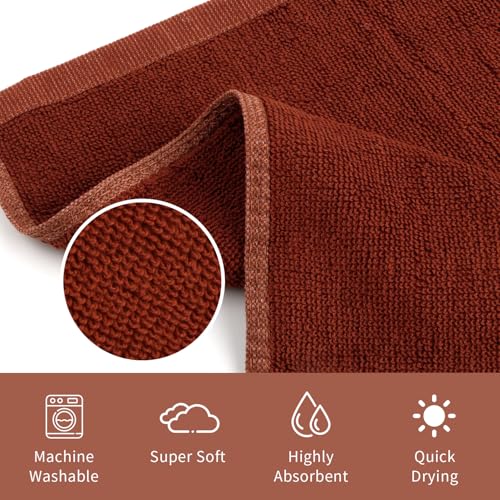Image of 6 Pack 100% Cotton Washcloths, 12x12 Inch Highly Absorbent Soft Face Towels - Zero Lint Fingertip Towels for Bathroom Gym Hotel Spa, 3 White + 3 Brown