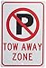 NMC TM174J Traffic Sign, Legend "TOW AWAY ZONE" with No Parking Graphic, 12" Length x 18" Height, Engineer Grade Prismatic Reflective Aluminum 0.080, Black/Red On White