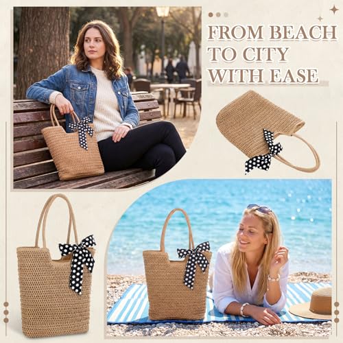 Bolso de playa Capoda Straw para mujer 15.8 x 14.2 pulgadas miniatura 6