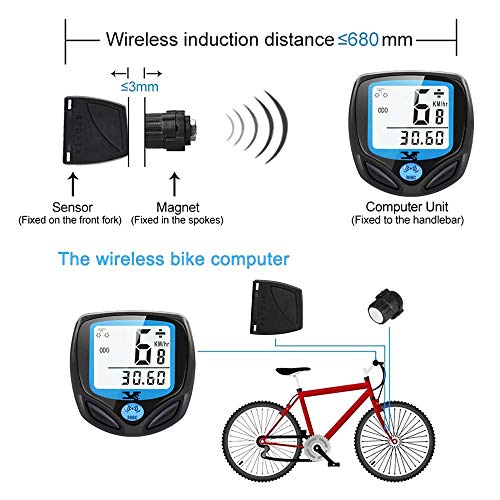 KASTEWILL Bike Speedometer Original Wireless Bike Odometer Waterproof Cycle Computer with Automatic Wake-up Multi-Function LCD Backlight Display