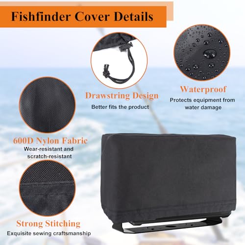 Image of Fishfinder Cover 3-10in,Depth Finder Oxford Fabric Waterproof Protection Accessories,for Hummingbird Lowrance Models,Protects Your Screen and Device from Sun Adverse Weather Damage Fishing