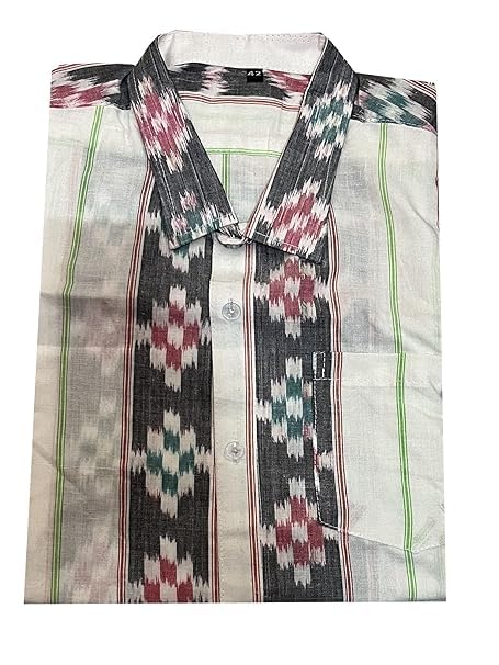 Image of Odisha Handloom 100% Pure Cotton unstitched Sambalpuri Pasapali Shirt fabric for Men /Boys Odisha Traditional kurta Soft & Breathable Natural Cotton fabric