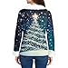Women’s Long Sleeve Faux Fur Trim V Neck Tops Fashion Christmas Print Shirts Winter Holiday Casual Pullover