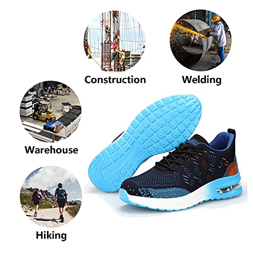 Wycdmj Steel Toe Shoes For Men And Women Slip Resistant Work Sneakers Comfortable Lightweight Tennis Indestructible Safety Boots Blue #TOP6
