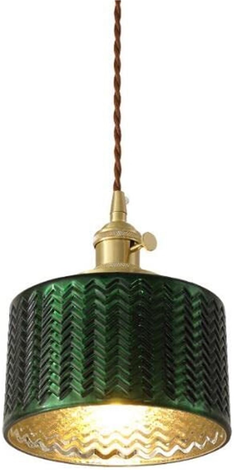 KHUKHU Glass Pendant Light Vintage Modern Drum Light Fixtures Kitchen Island Antique Gold Farmhouse Ceiling Hanging Lamp Small Chandelier for Dining Room Table Bedroom Hallway Bar Cafe